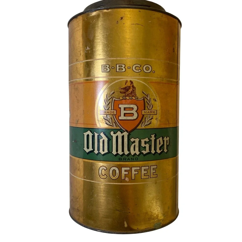 Antique Old Master Coffee Tin 3 Lb BB Co Blodgett Beckley Royal Tender Steel Cut